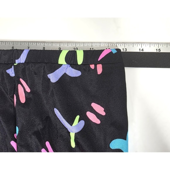 Vintage 80s Black Abstract Retro‎ Print Leggings Stretch Pants Pink Purple Black - Picture 4 of 5